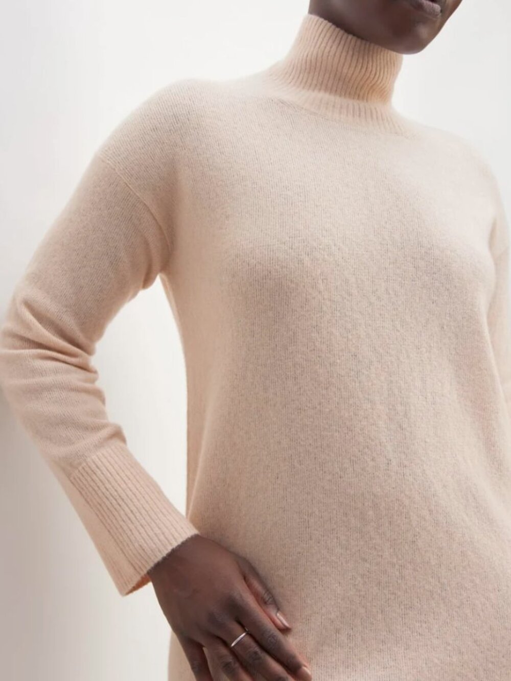 NWOT Everlane The Cozy Stretch Turtleneck Sweater Dress in Blush Pink - Size M